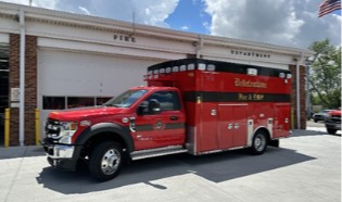 Bellefontaine Fire Department Medic 21 Parked in front of the Bellefontaine Fire Department