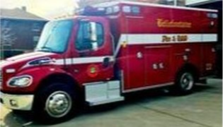 Bellefontaine Fire Department Medic 22 Parked in front of the Bellefontaine Fire Department