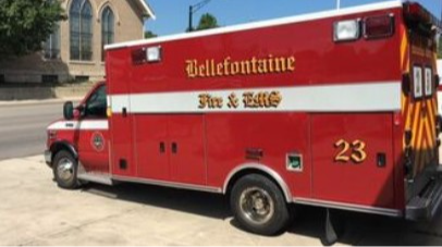 Bellefontaine Fire Department Medic 23 Parked in front of the Bellefontaine Fire Department