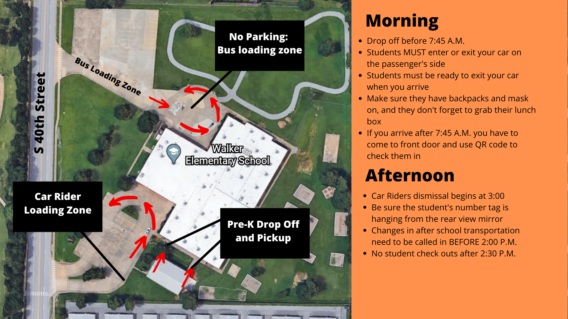 Parking and Drop Off Map