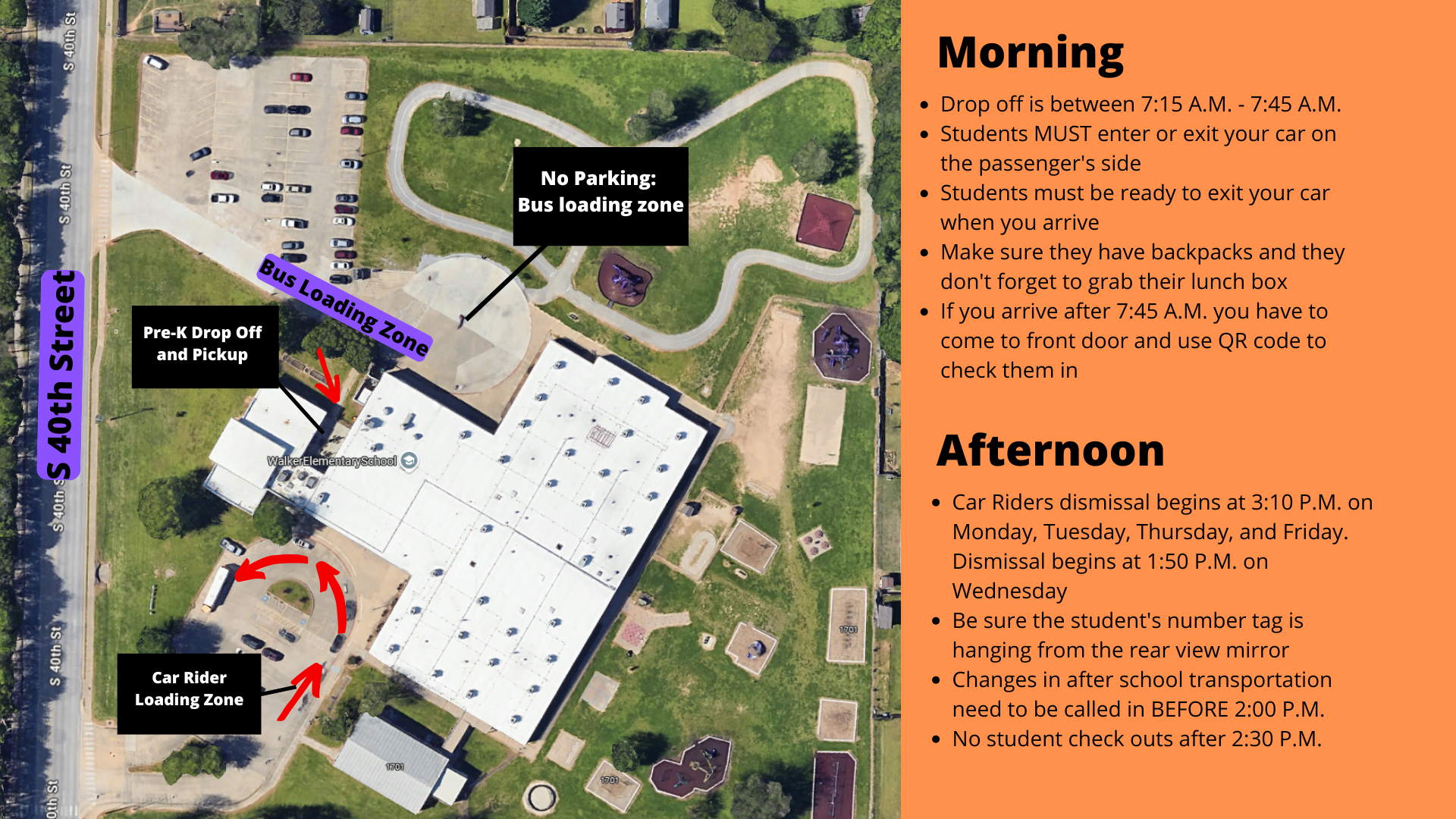 Parking and Drop Off Map