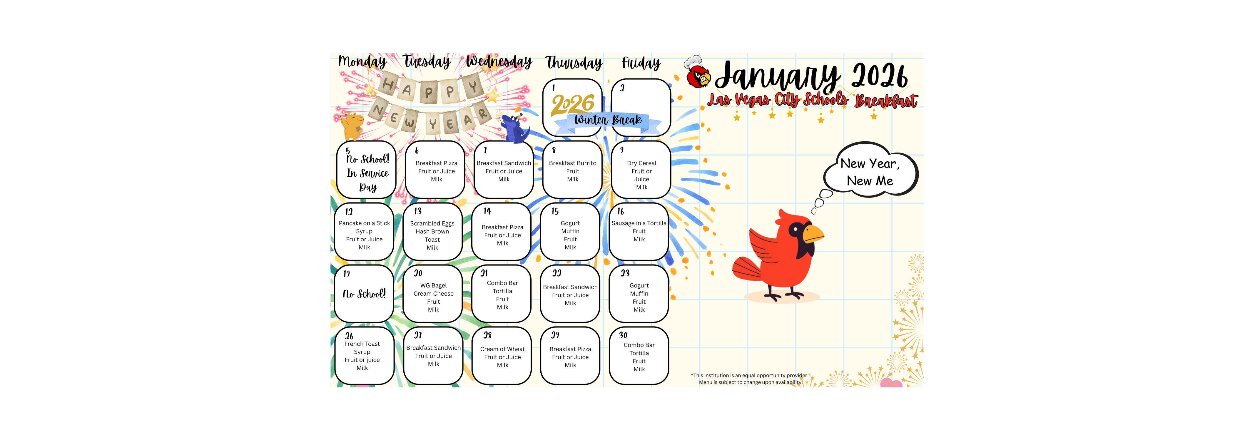 January 2026 Breakfast Menu