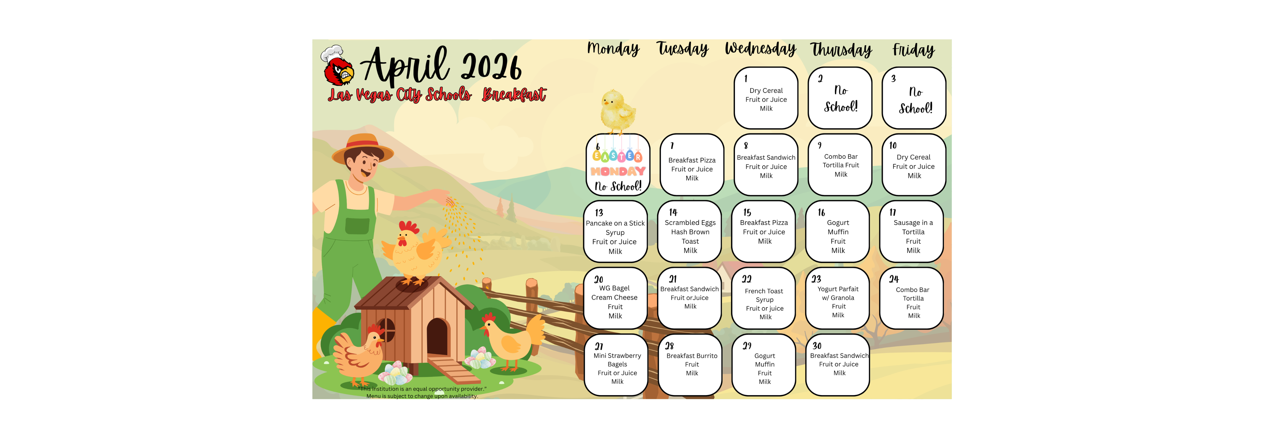 April 2026 Breakfast Menu