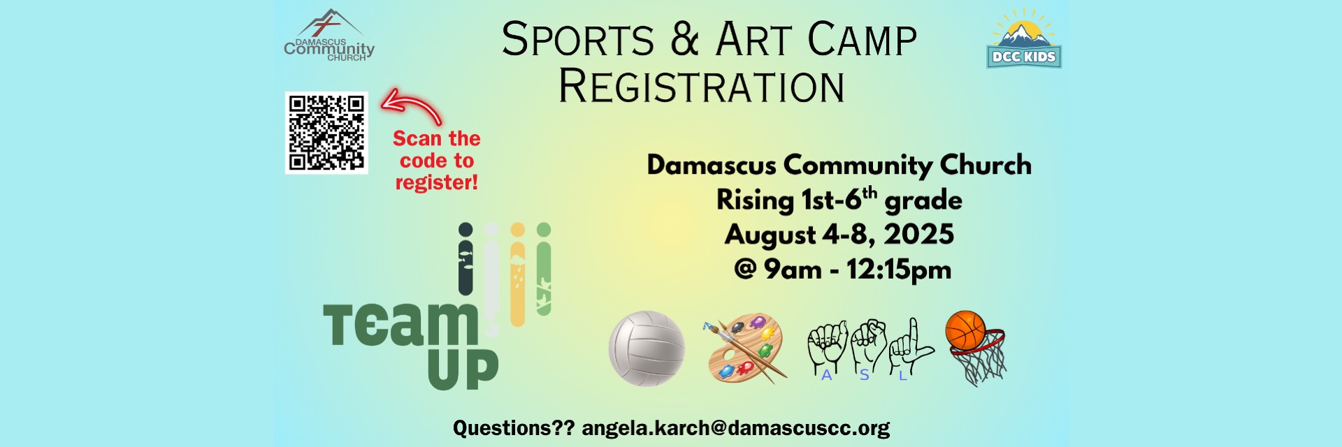 sports and art camp graphic