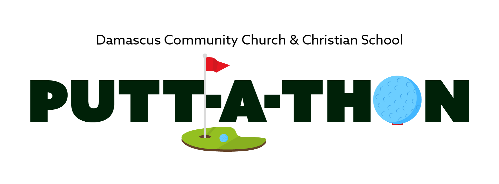 putting green with a flag and golf ball