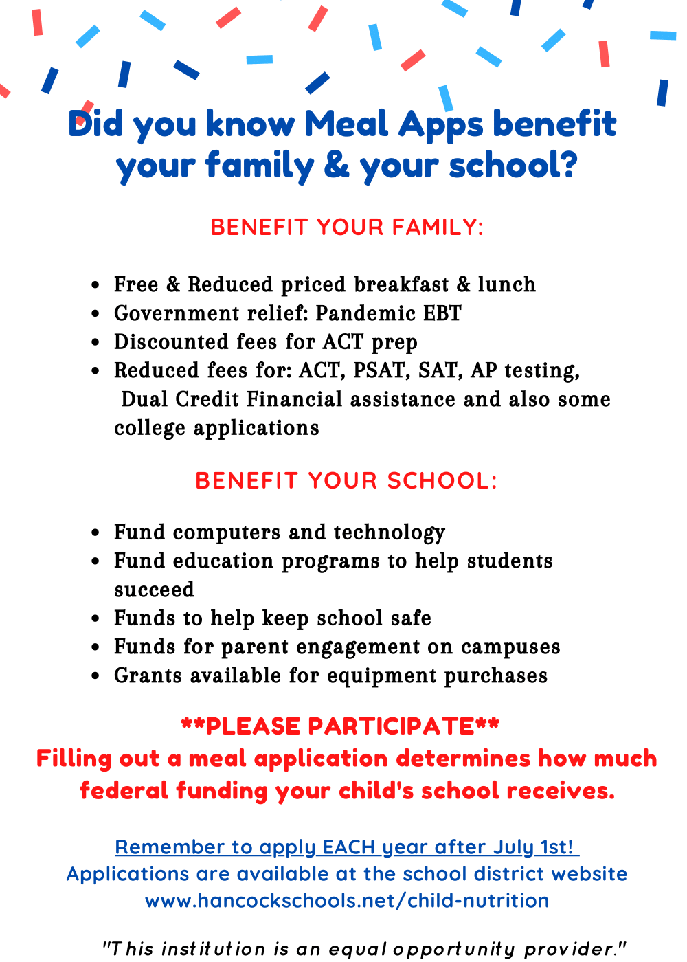 Did you know Meal Apps benefit your family & your school?