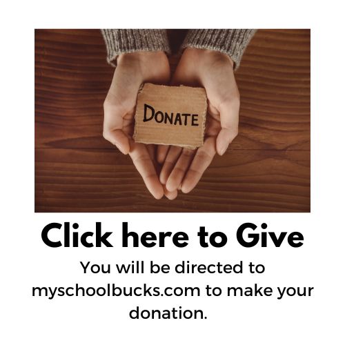 A pair of hands holding a wooden block with the word 'DONATE' written on it, set against a wooden background, with text below encouraging donations.
