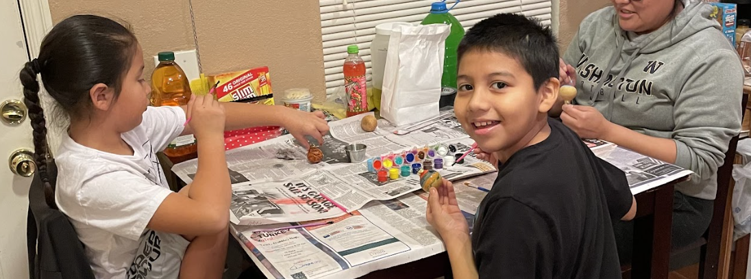 students making ornaments