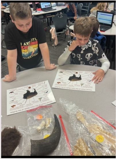 Two boys from Ms. Crim's Class using the Buffalo Boxes.