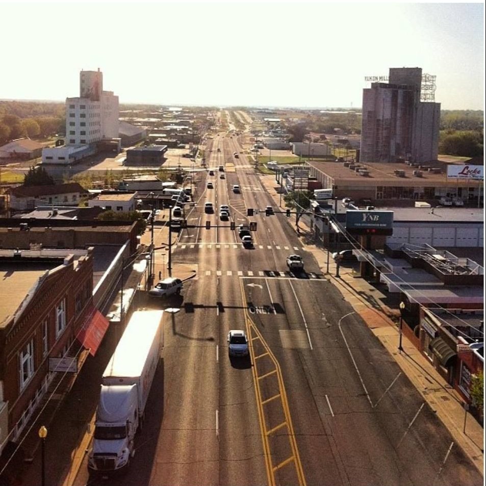 Aerial picture of downtown Yukon, OK