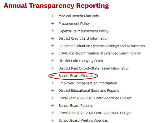 + School Board Minutes example