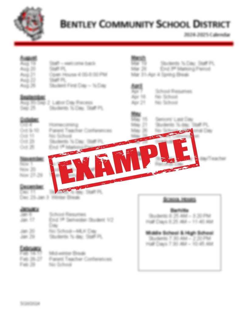 District School Year Calendar (PDF)