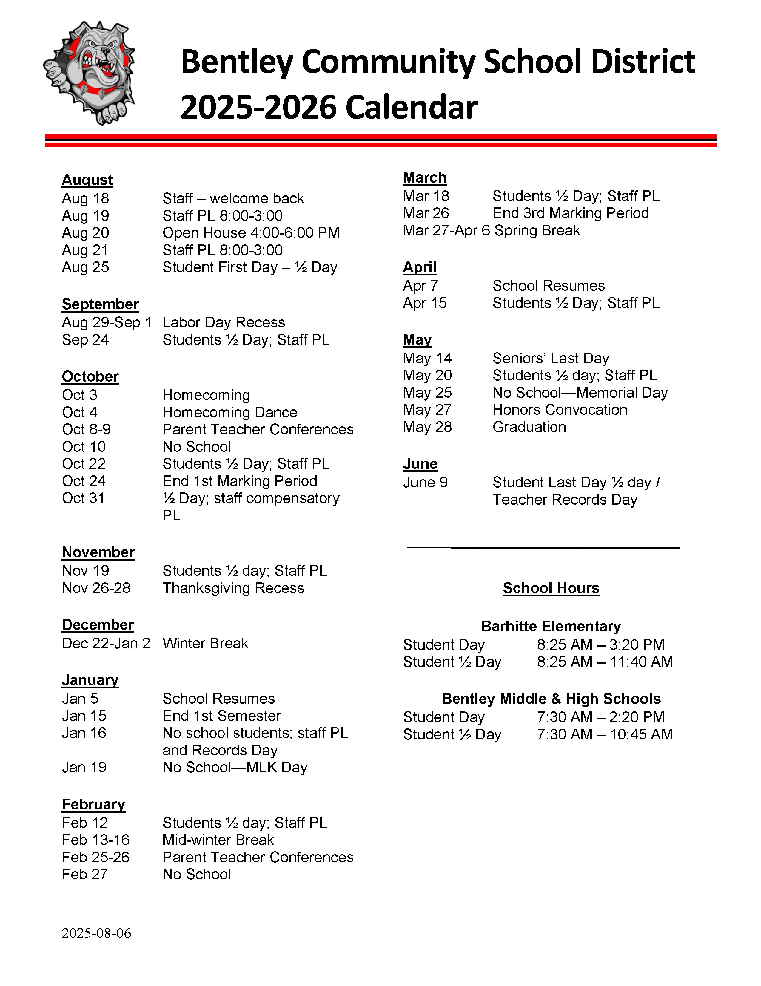 District School Year Calendar (PDF)