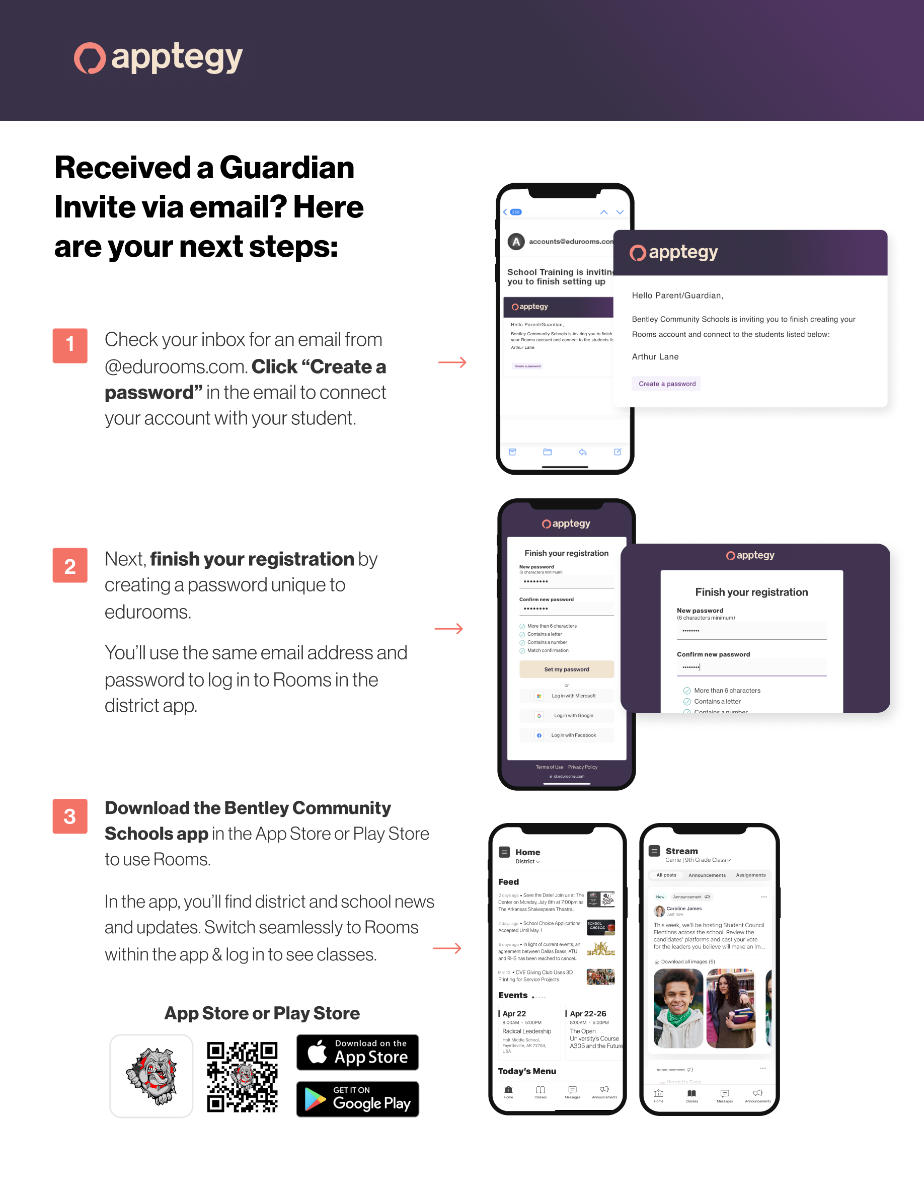 Parent/Guardian email message invite.