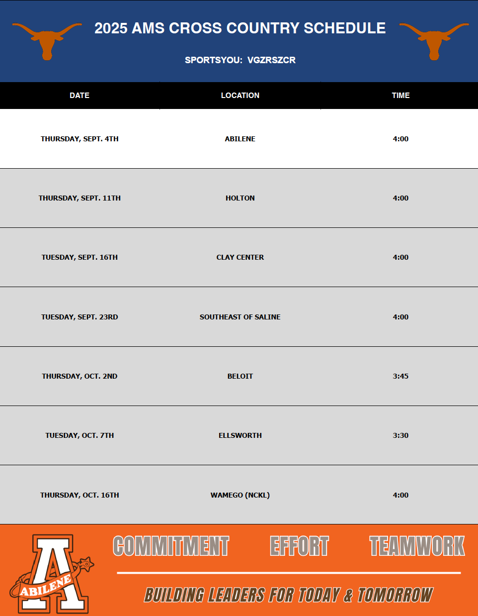AHS football schedule
