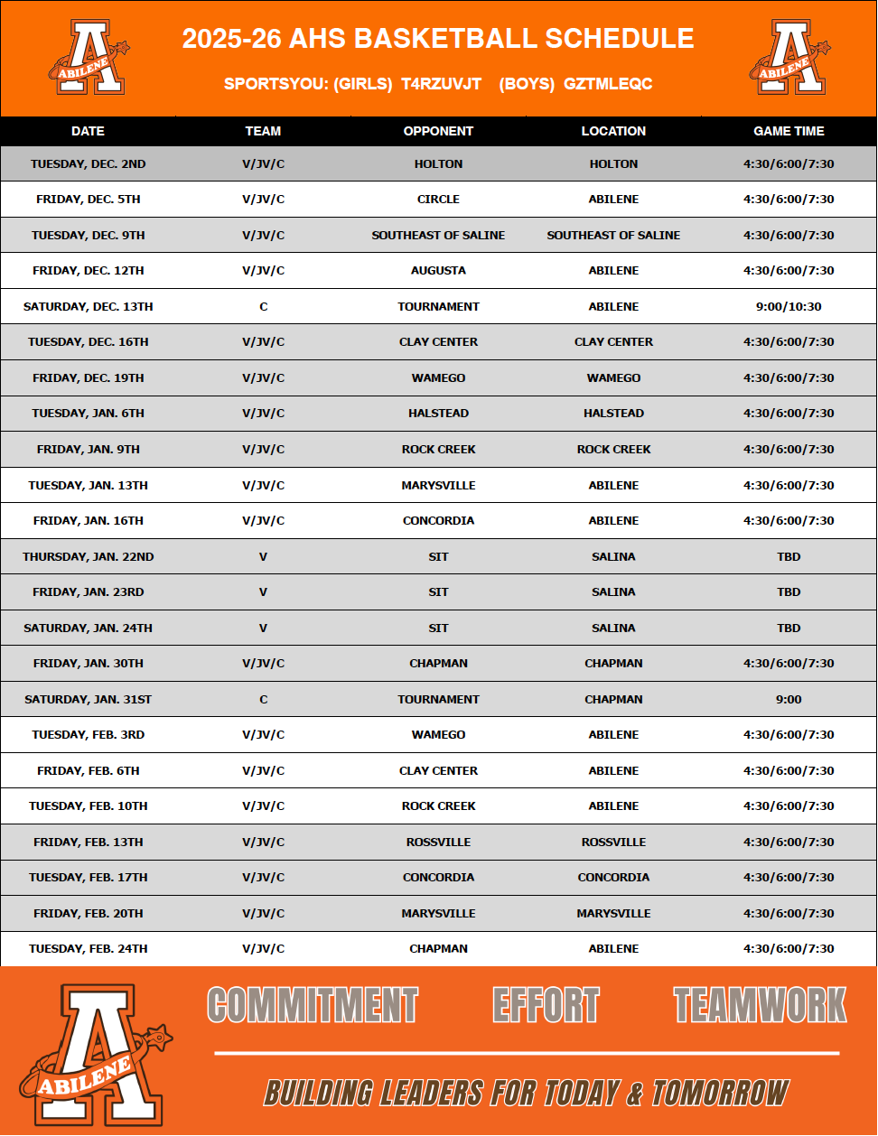 AHS football schedule