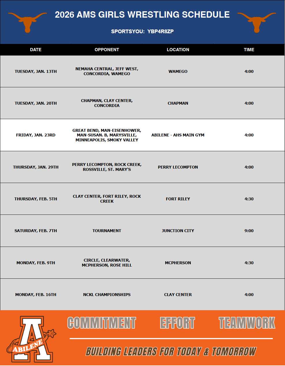 AHS football schedule