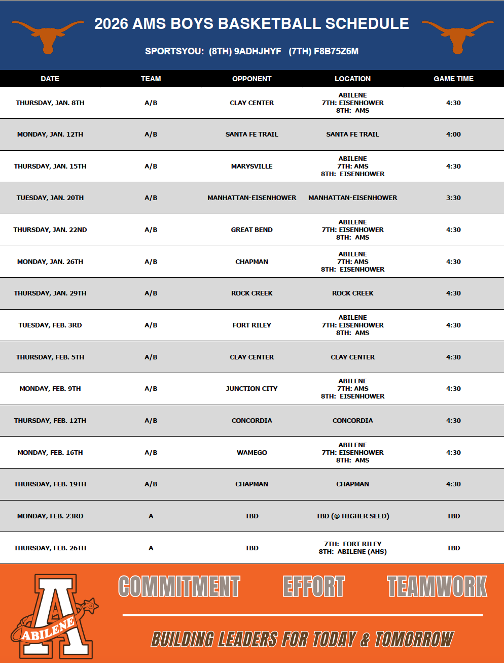 schedule