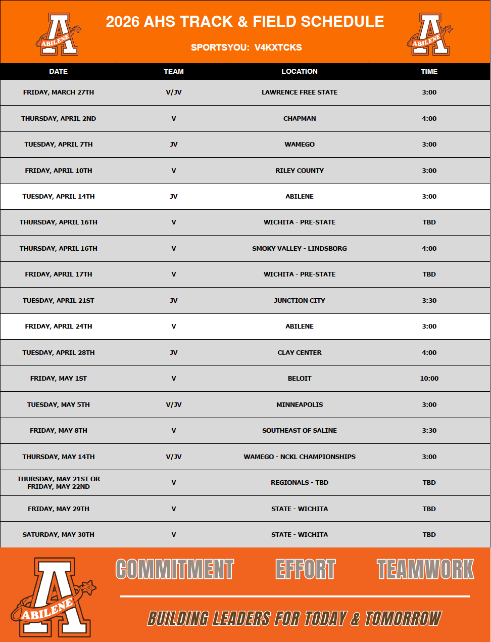 AHS football schedule