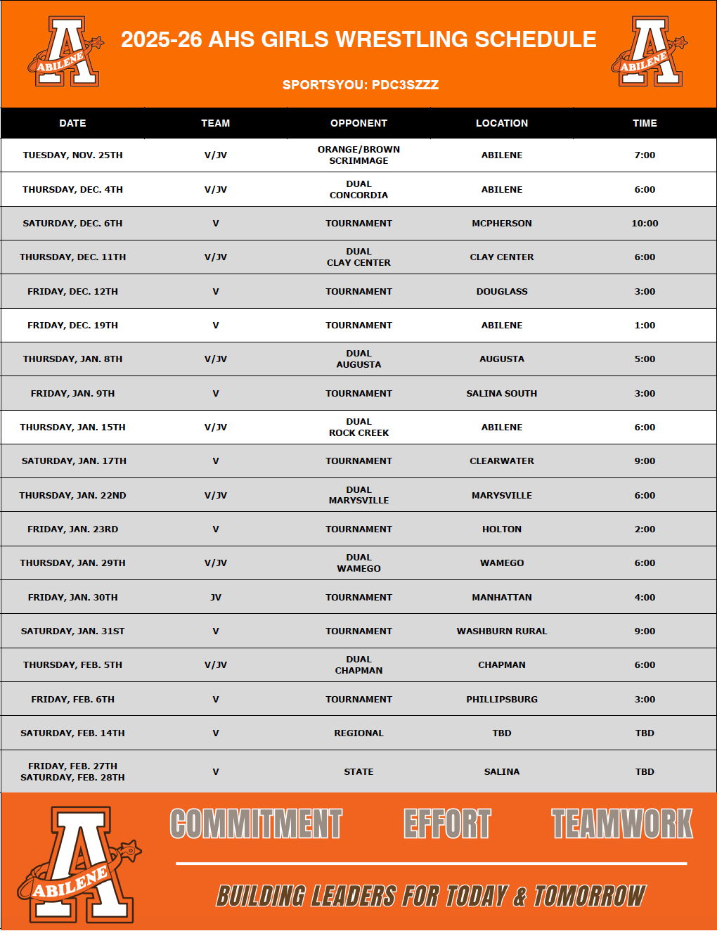 schedule