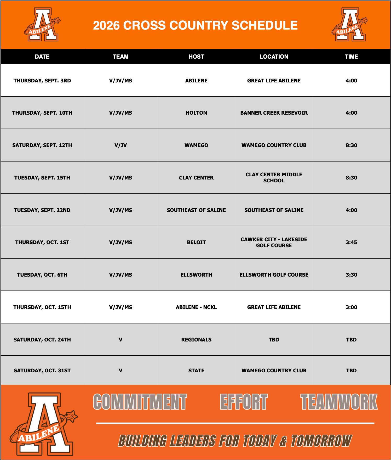AHS football schedule