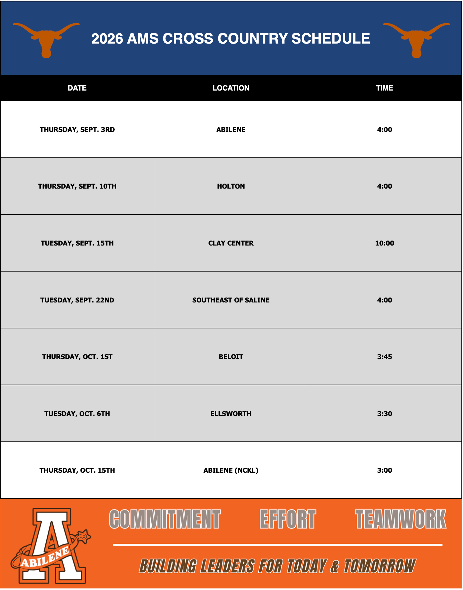 AHS football schedule