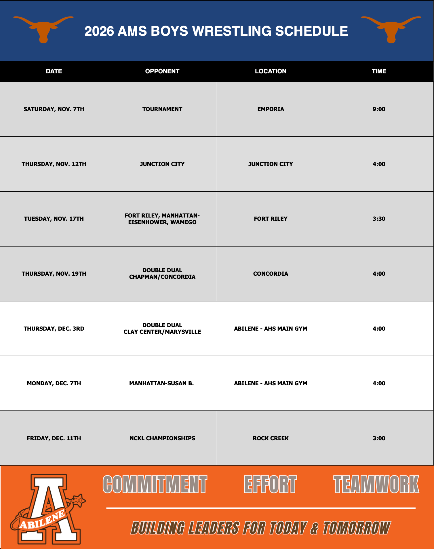 AHS football schedule
