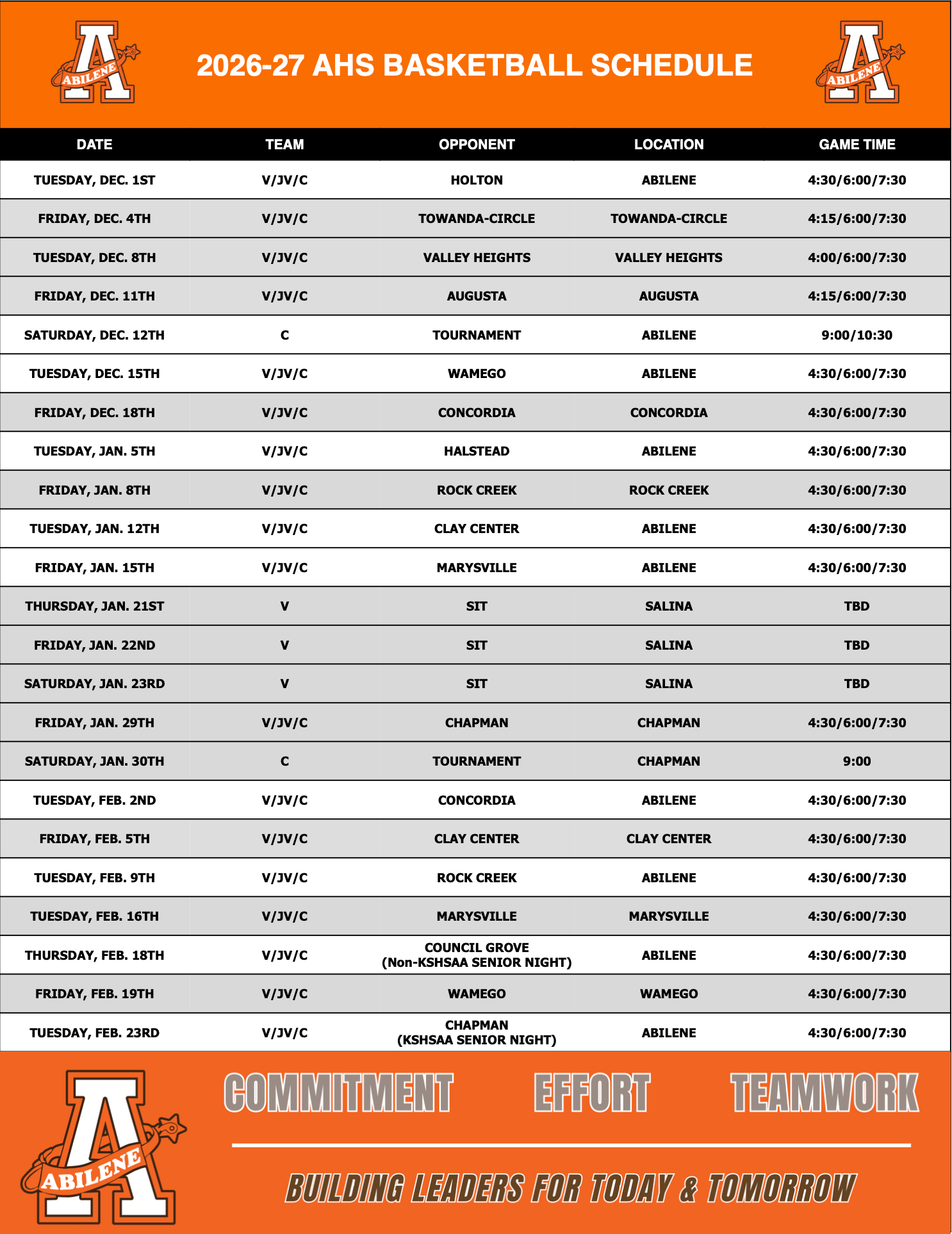 AHS football schedule