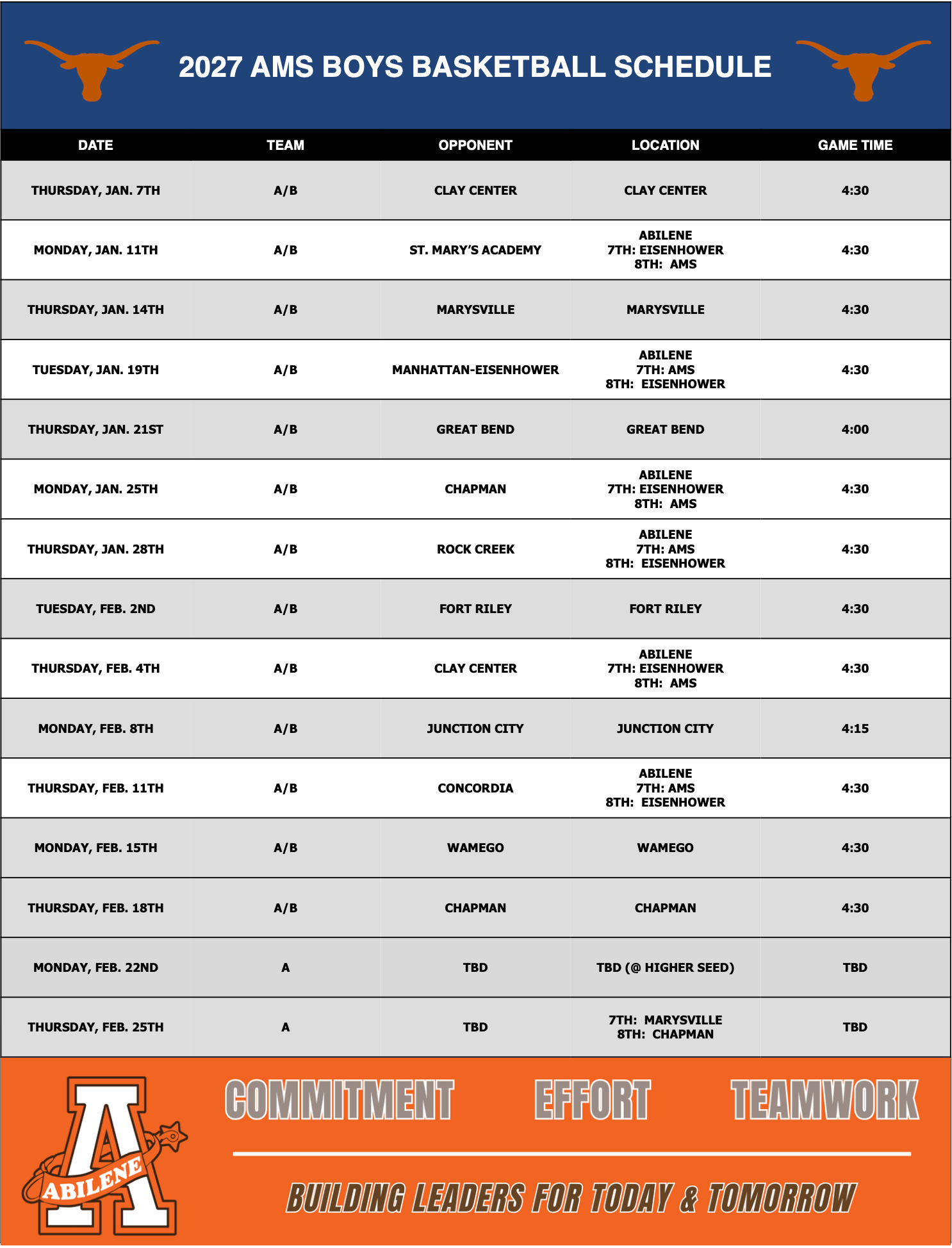 schedule