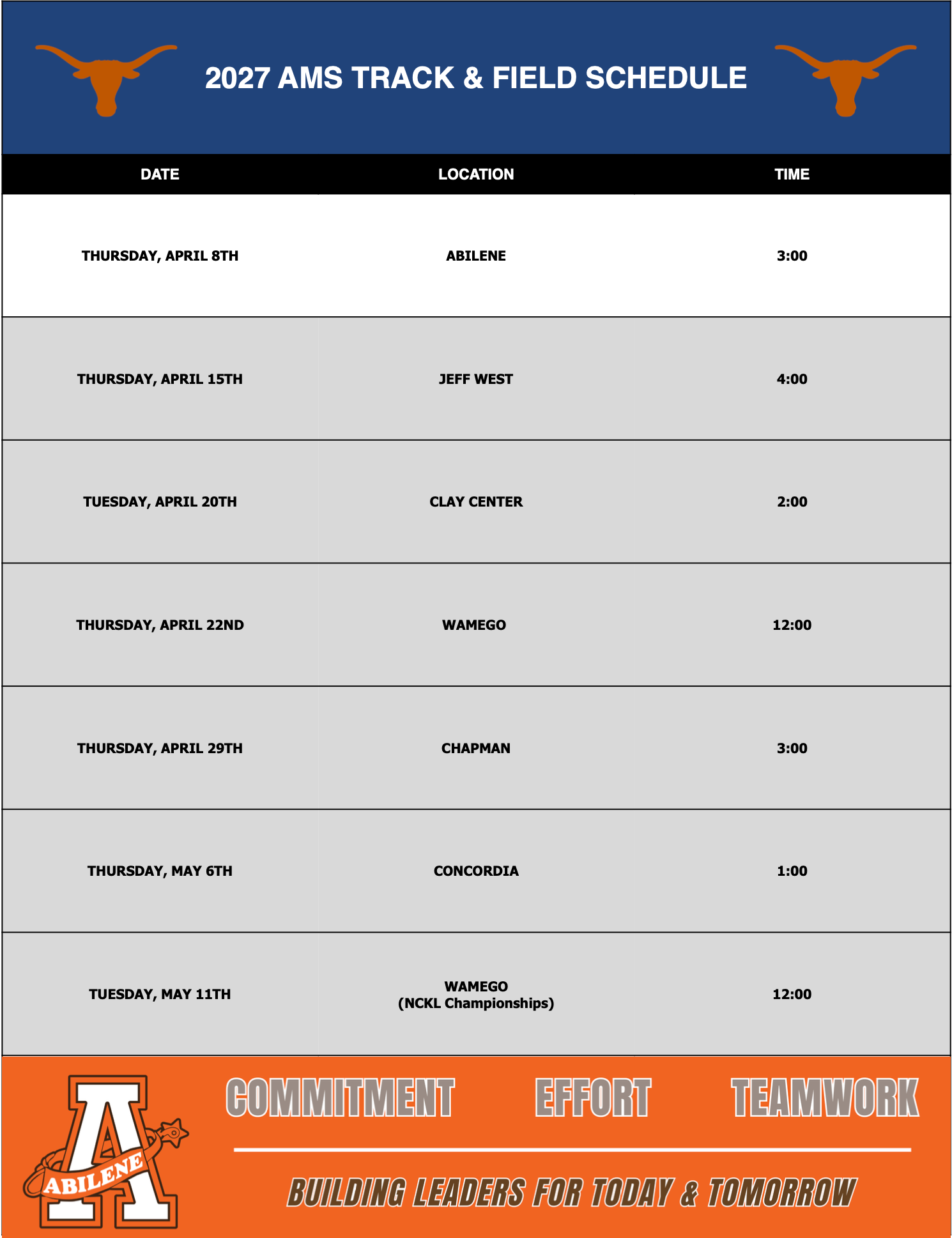AHS football schedule