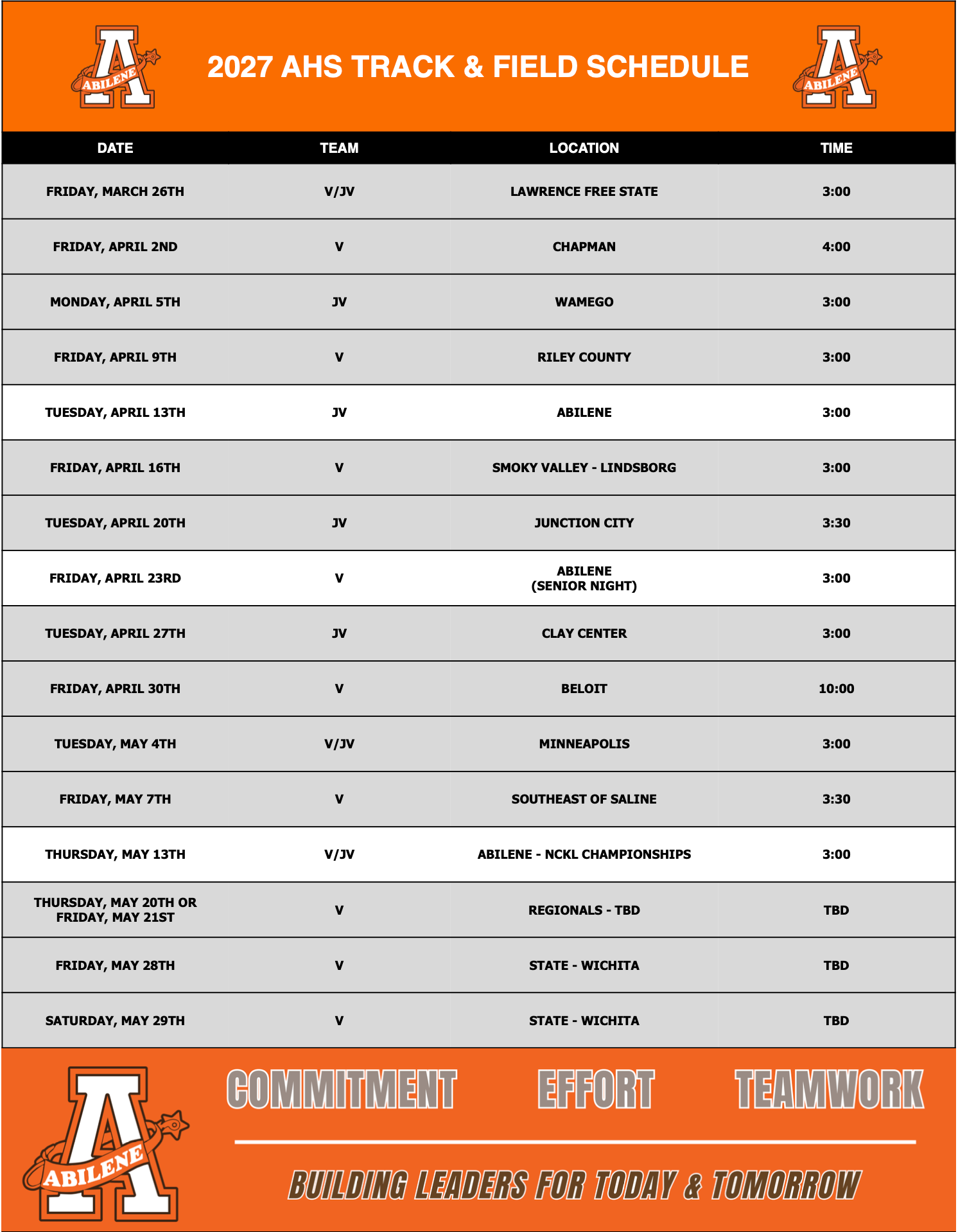 AHS football schedule