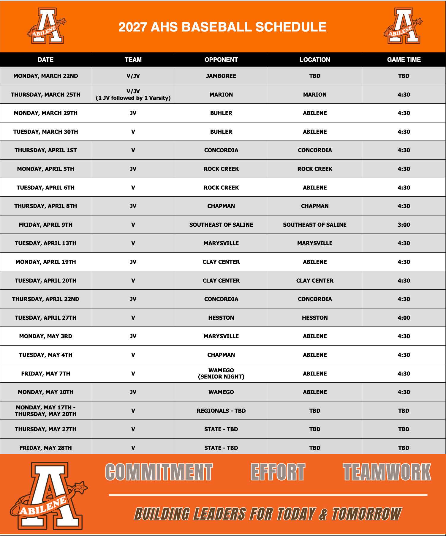 AHS football schedule
