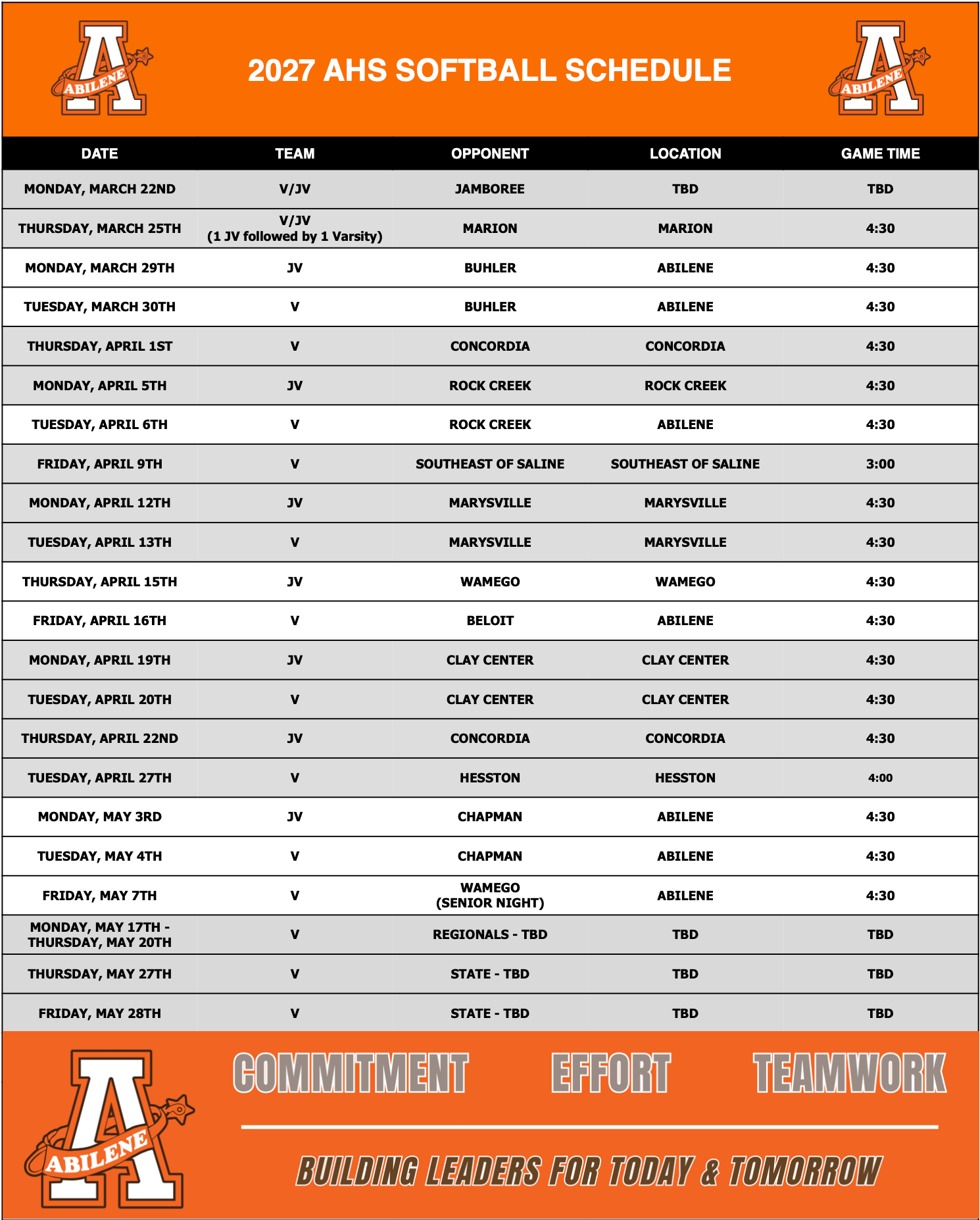 AHS football schedule