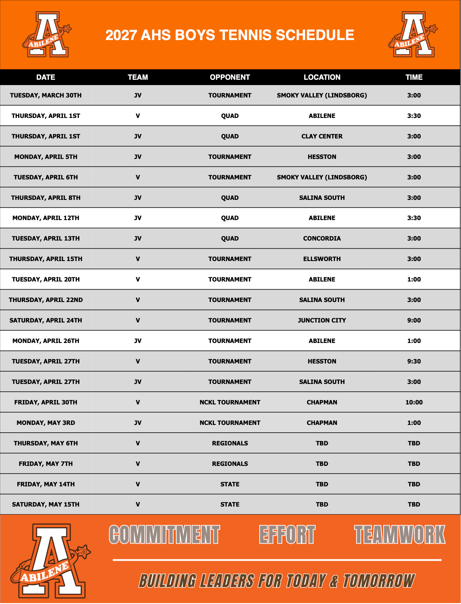 AHS football schedule