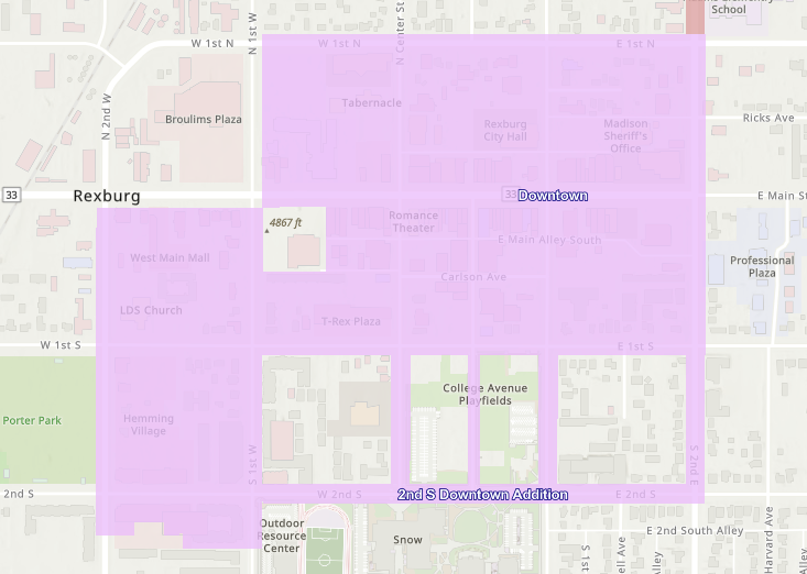 downtown area district map