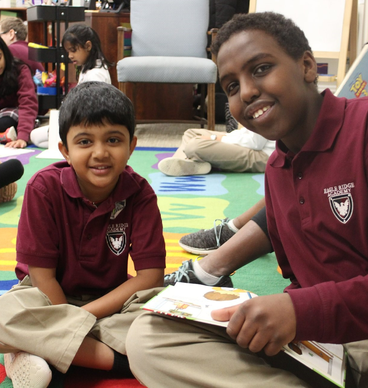 rhetoric student reading to grammar student