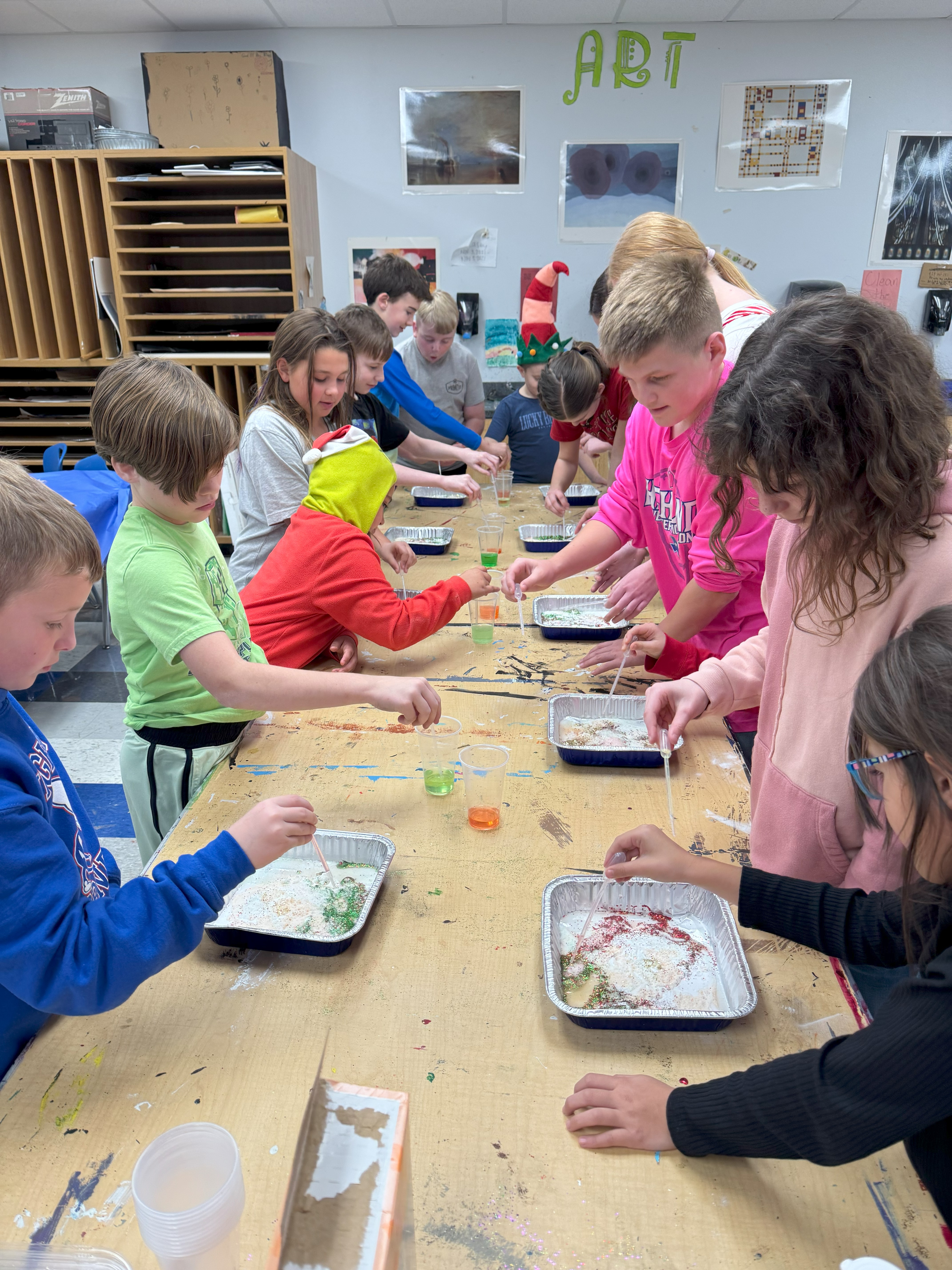 Students performing experiments