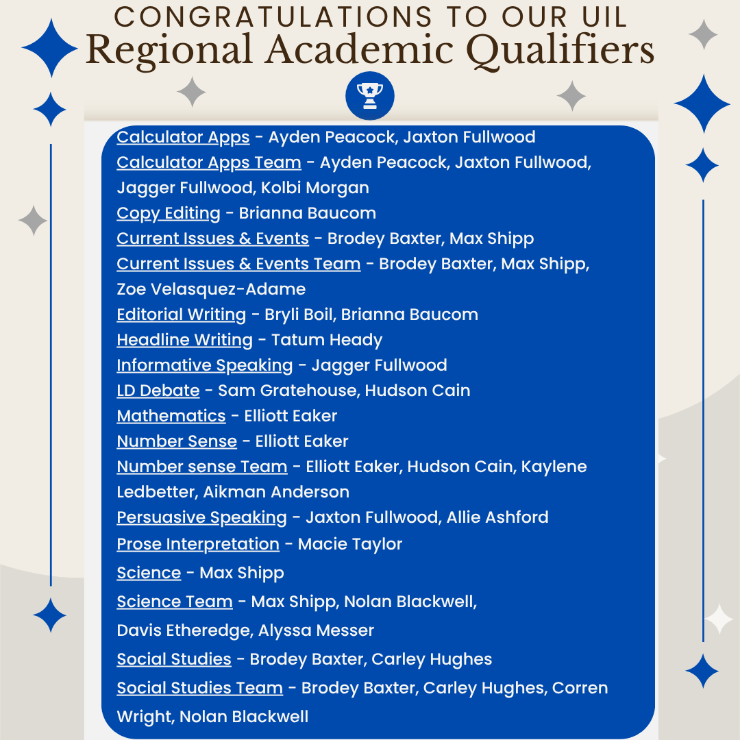 2026 Regional UIL Academic Qualfiers