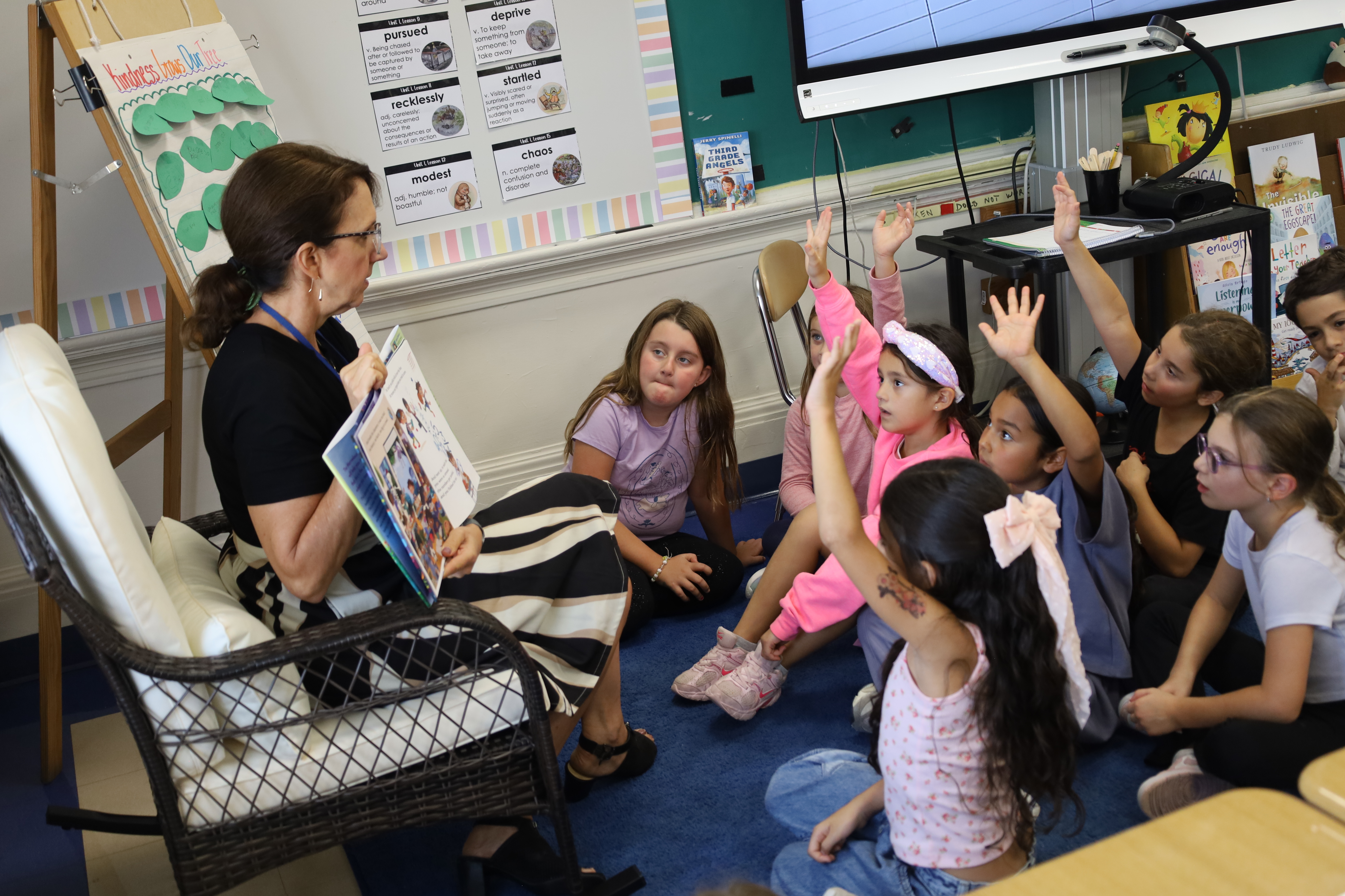 Teacher reading to students.
