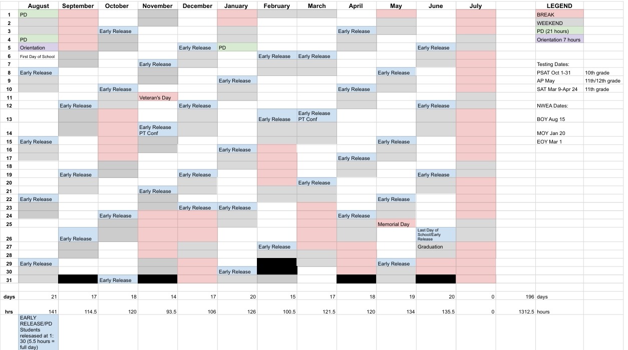 school calendar