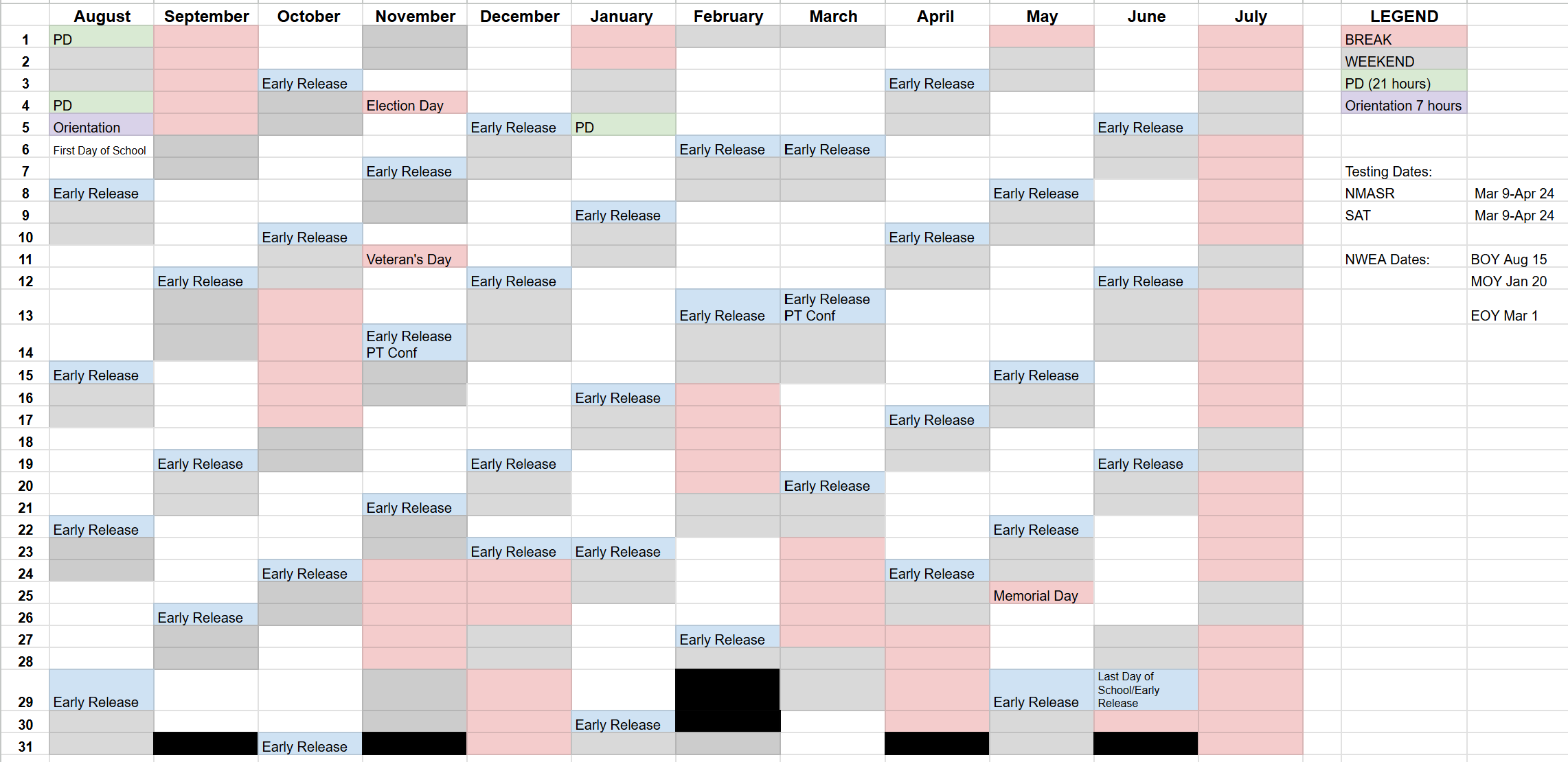 SSES 2025-26 Calendar