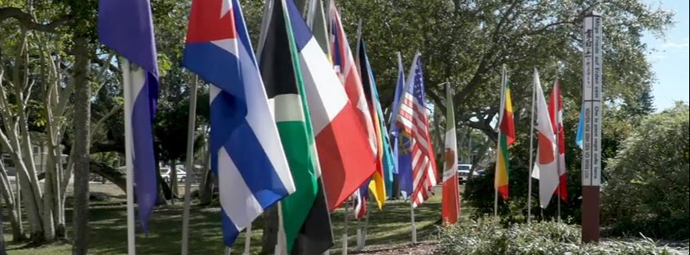 International Flags outsideAnna Maria Elementary
