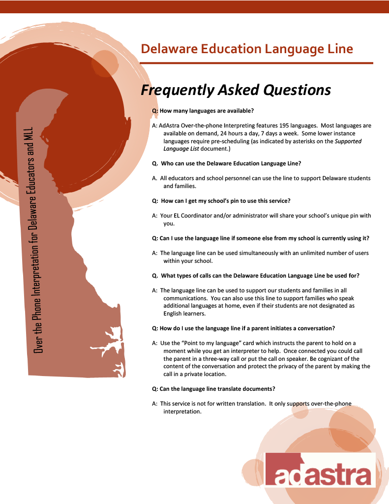 FAQs DOE Language Line
