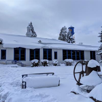 snow covered building