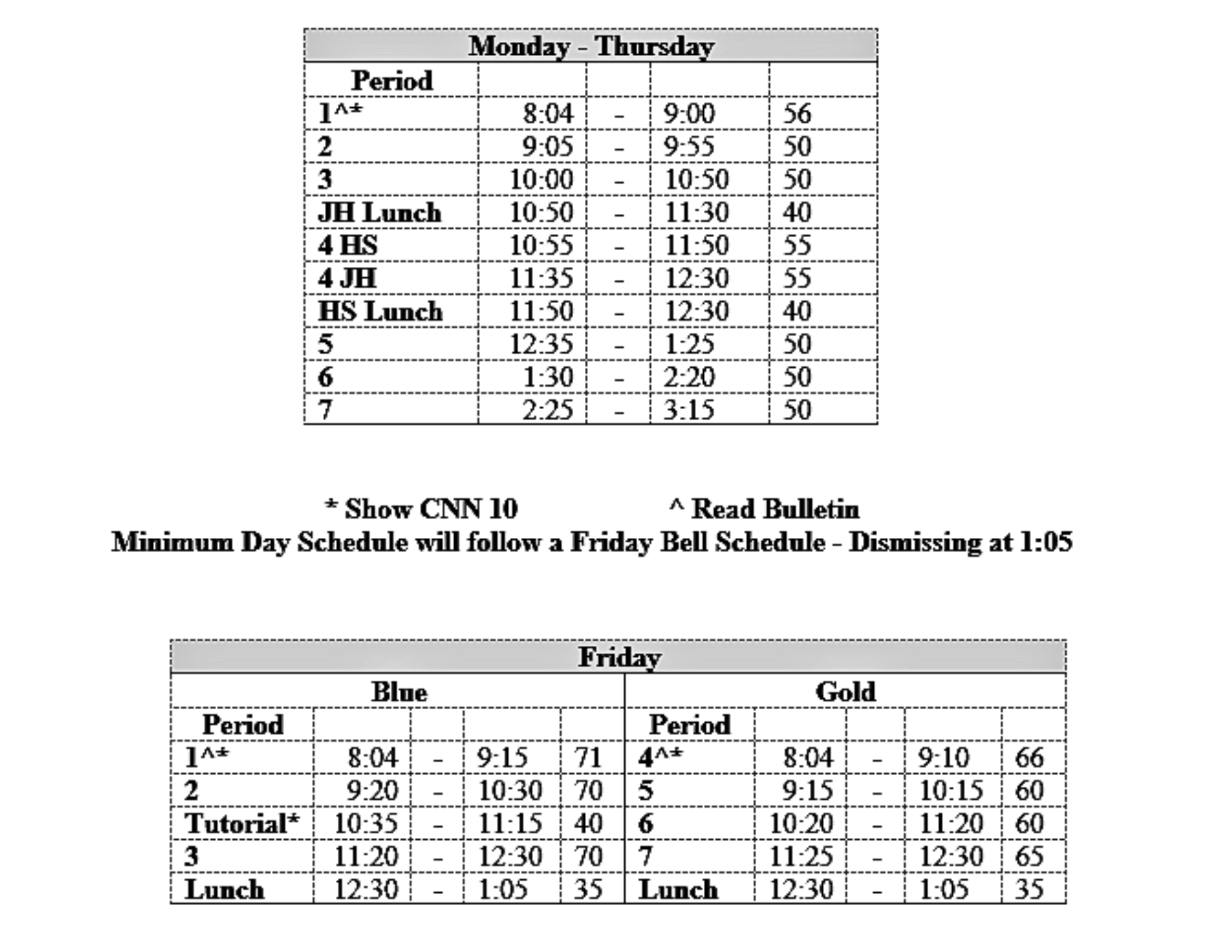 Bell Schedule