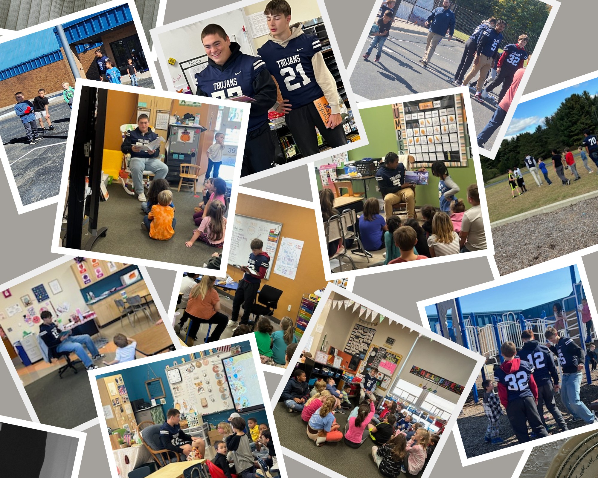 Members of the Football team reading to children