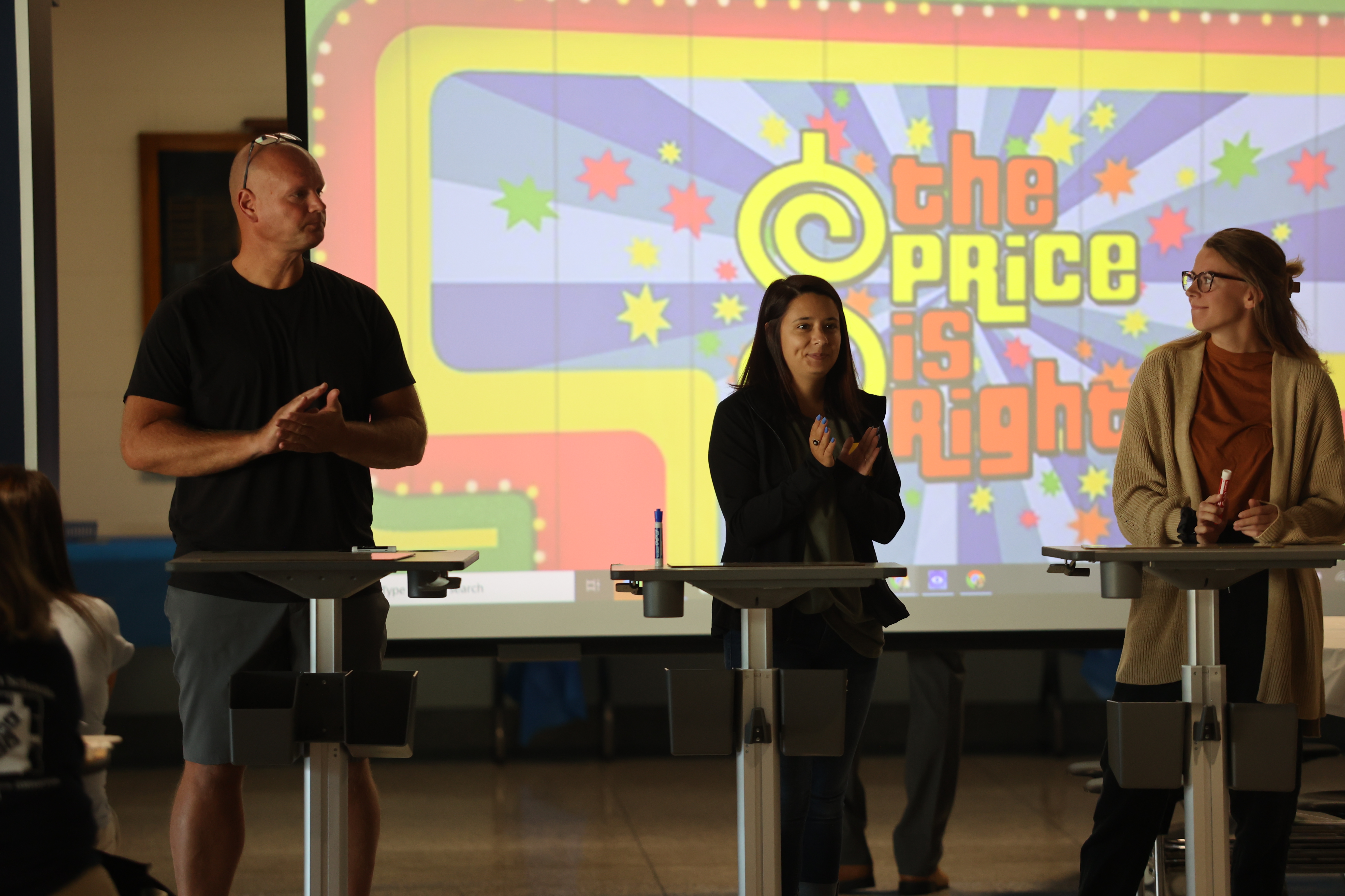 Staff members playing the price is right