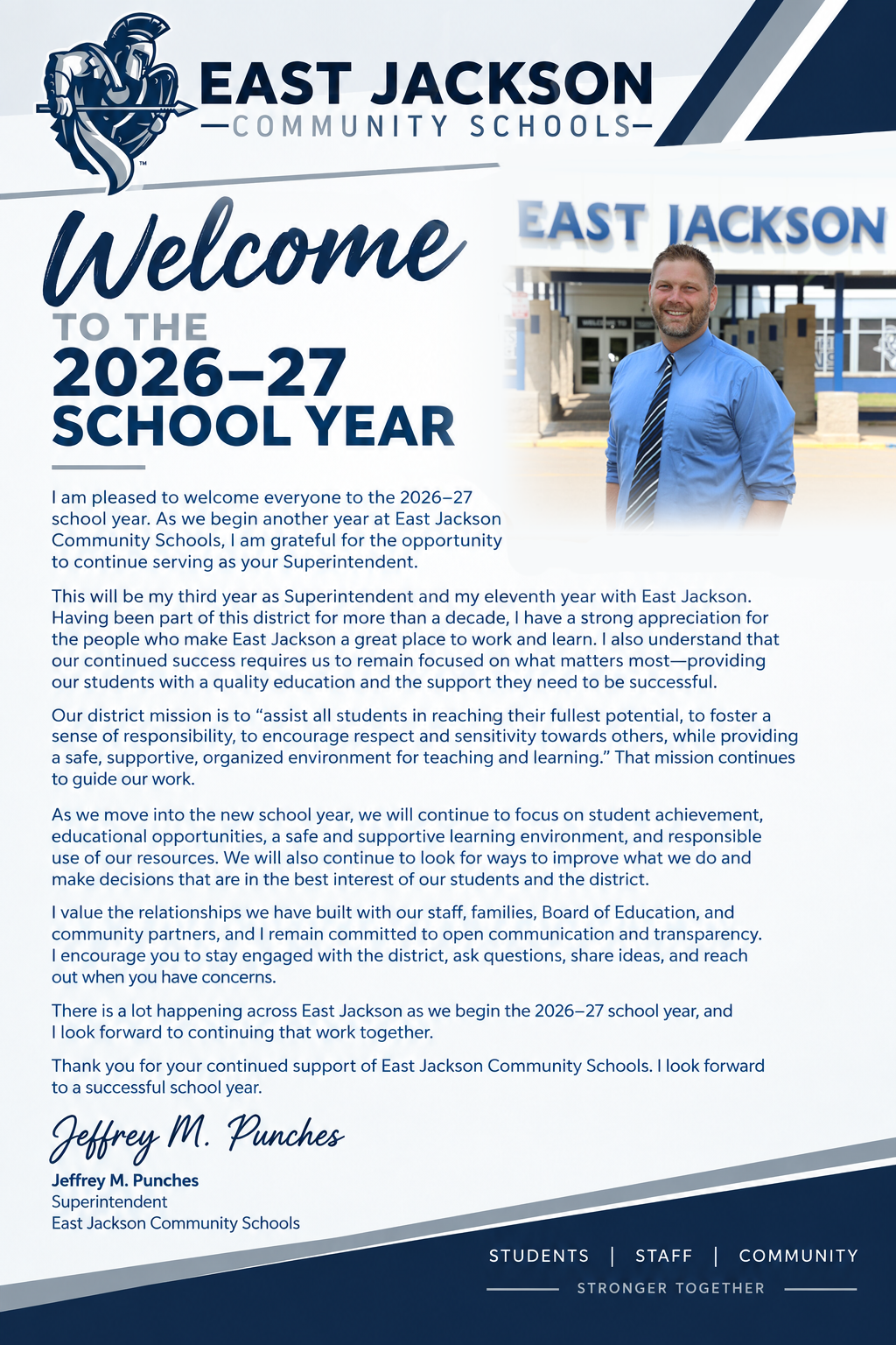 Welcome letter