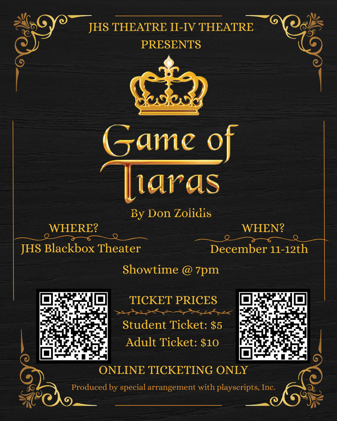 Game of Tiaras flyer