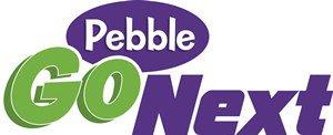 A logo featuring the words 'Pebble GO Next' in a playful font, with 'Pebble' in white on a purple oval, 'GO' in green, and 'Next' in purple.
